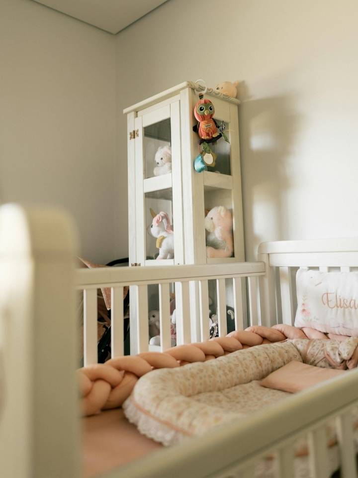 Peaceful nursery with wooden crib